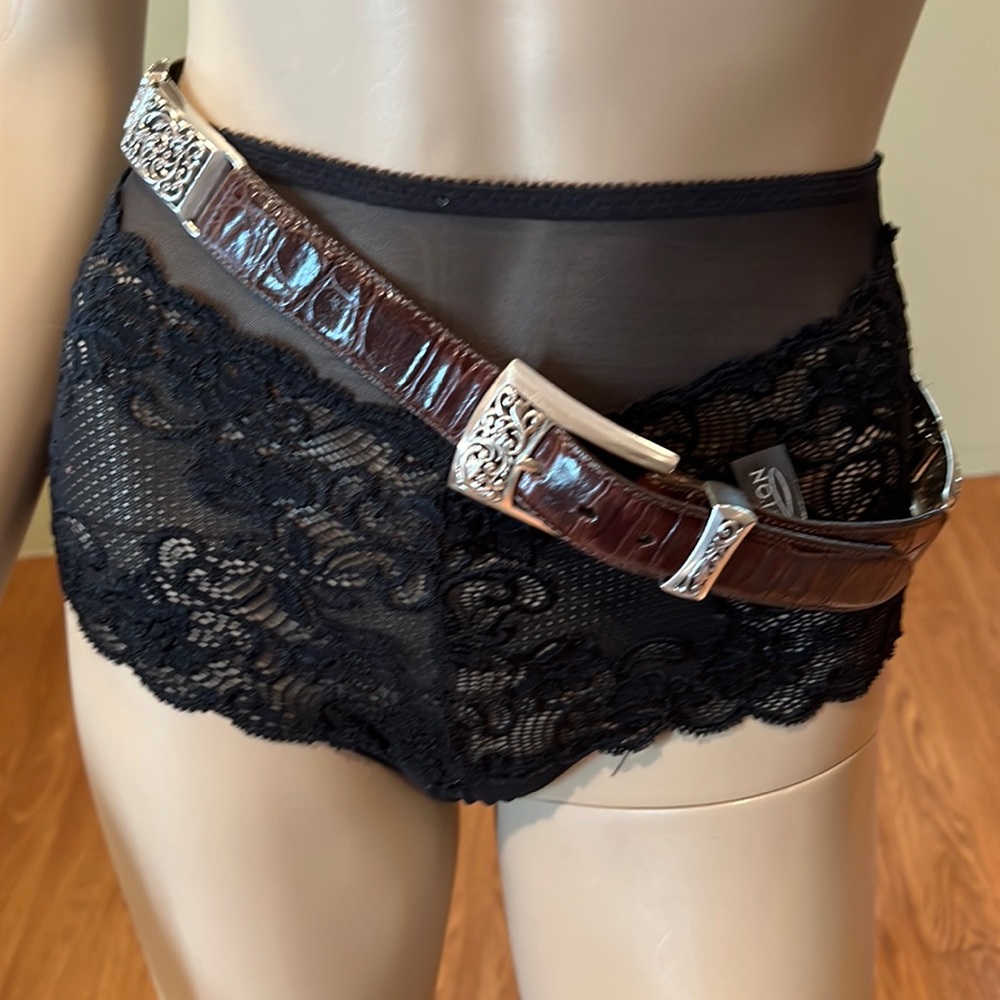 Brighton Brown Leather And Silver Engraved Links And Belt Tip M/L